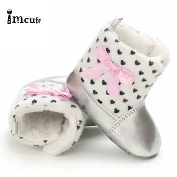 

Imcute 2020 Newborn Baby Kid Girl Metal Color Booties Boy Girl Crib Pram Shoes Winter Soft Snow Boots Prewalker 3-11M