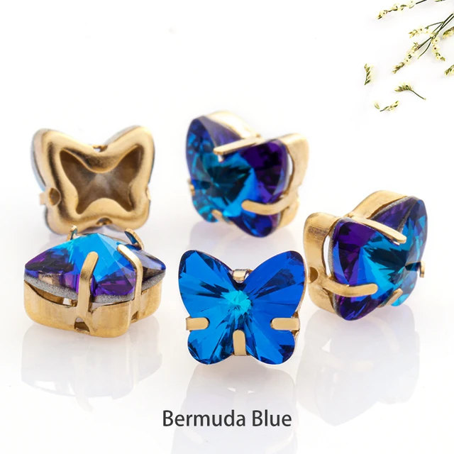 Astrobox Butterfly With Claw Rhinestone Crystal stones DIY Jewelry Making Loose Beads DIY Clothing & Accessories Clothing Shoes Bermuda Blue