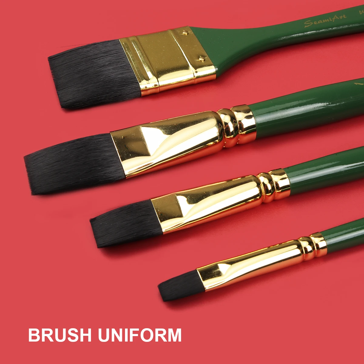 1pc Imitated Animal Nylon Hair Flat Artist Paint Brush Geen Short Holder Watercolor Acrylic Gouache Wash Brush Art Supplies 3