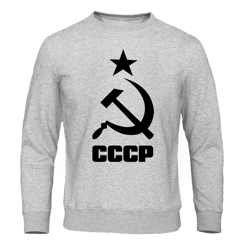 Мужская одежда, осень, CCCP, русские толстовки для мужчин, СССР, СССР, мужские свитшоты, москвийские мужские пуловеры, хлопковые топы с круглым вырезом - Цвет: gray 1