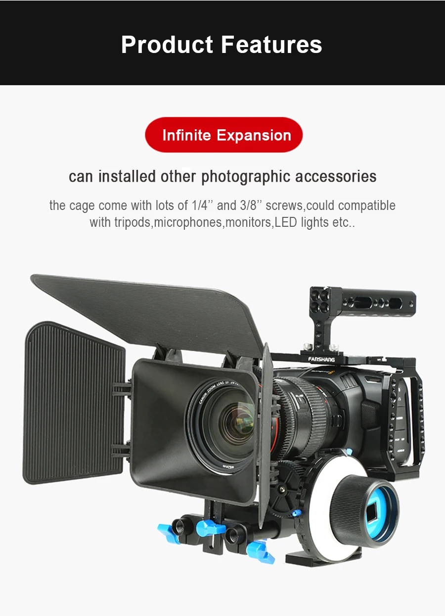 Viltrox камера клетка для Blackmagic Карманный кинотеатр камера BMPCC 4K Защитная клетка камера установка с 1/4 ''3/8'' винт Наплечная установка