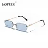 JASPEER Rimless Rectangle Sunglasses Women UV400 Driving Sun Glasses Men Clear Color Summer Accessories Square Small Size ► Photo 1/6