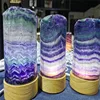 Natural Rainbow Fluorite Light Lamp Jewelry,Fluorite Gemstones Decor Jewelry,Home Study Living Room Lamp Decor Jewelry Gift 2