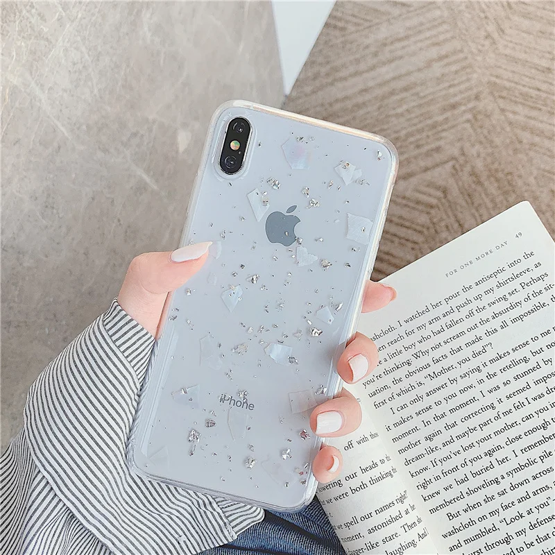 Модный золотой фольга блестки чехол для телефона для iPhone 11Pro XS MAX XR X прозрачный, мягкий чехол для iPhone 7 8 6s Plus 11 X чехол s - Цвет: Style 1