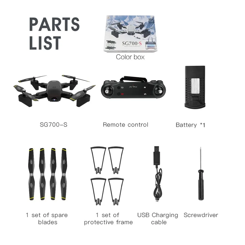 SG700 SG700-D SG700-S Drone 1600 мАч с Камера 4K HD Камера Дрон profissional Дрон Квадрокоптер игрушка-вертолет - Цвет: SG700-S black 1B