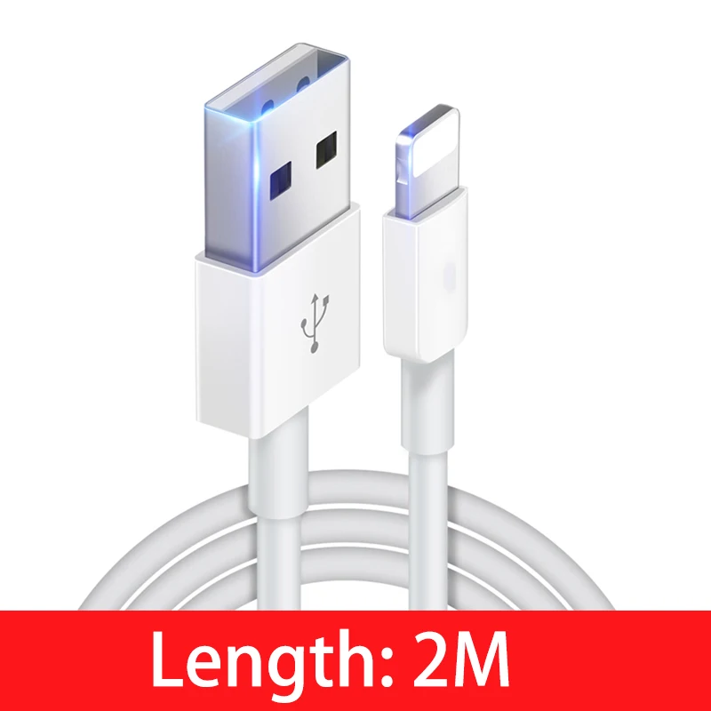 USB кабель для передачи данных 2.1A быстрое зарядное устройство зарядный кабель для iPhone 5S X 8 7 6s 5 se для iPhone кабель для iPad 5 V/2A 5 V/1A EU US Plug - Цвет: 2M Cable