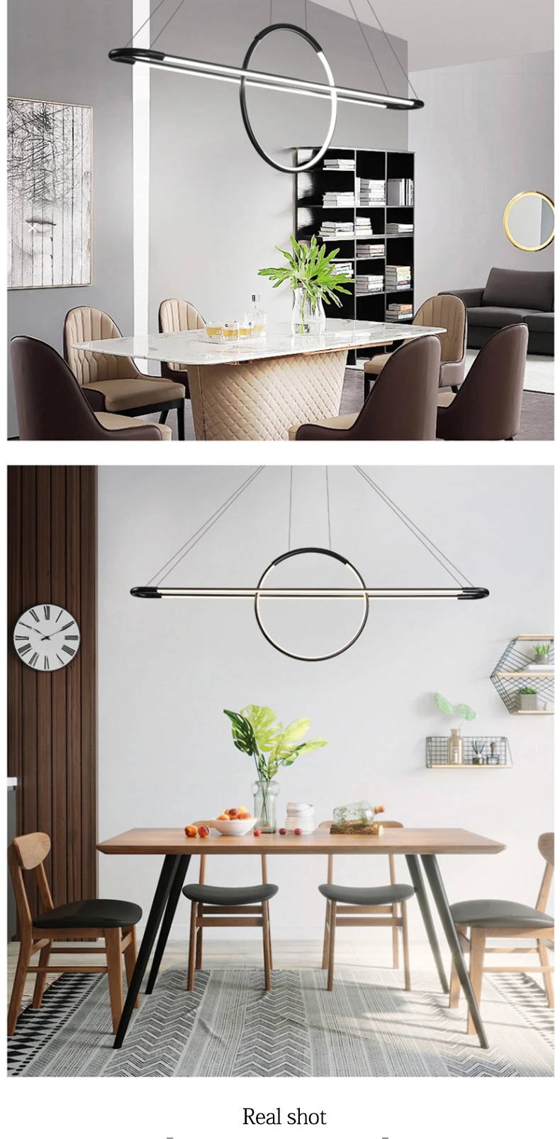 Black/white Modern led chandelier Nordic living room dining room kitchen meeting room creative personality household chandelier