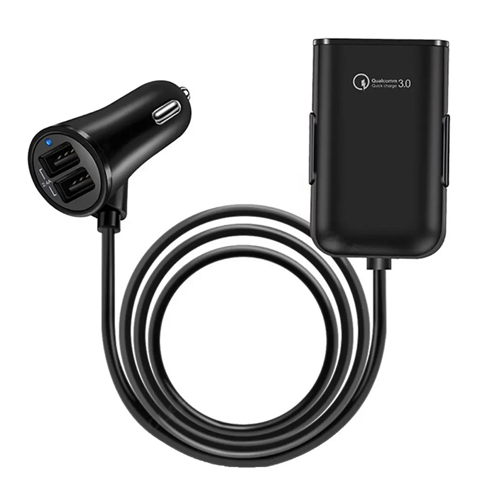 Быстрое зарядное устройство QC 3 0 для автомобиля 4 порта USB Удлинительный кабель