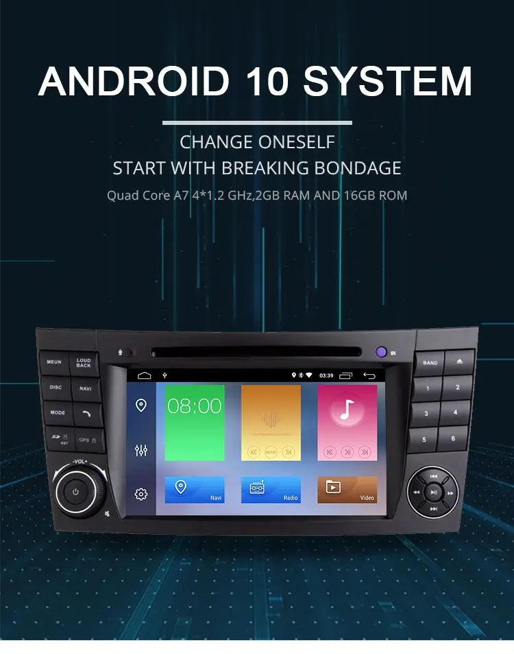 LJDA 2 Din Android 10 Автомагнитола для Mercedes Benz E-Class E200 E220 E300 W211 E320 Автомобильный мультимедийный стерео Авто аудио gps DVD ips