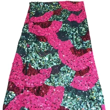 Новое поступление, расшитая блестками Сетчатая Ткань 5 ярдов \ ЛОТ, африканская цветная блестящая ткань для современного женского вечернего платья