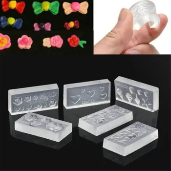 

6pcs 3D Acrylic Mold For Nail Art Decorations DIY Design Silicone Nail Art Templates Pattern Manicure Nails Art