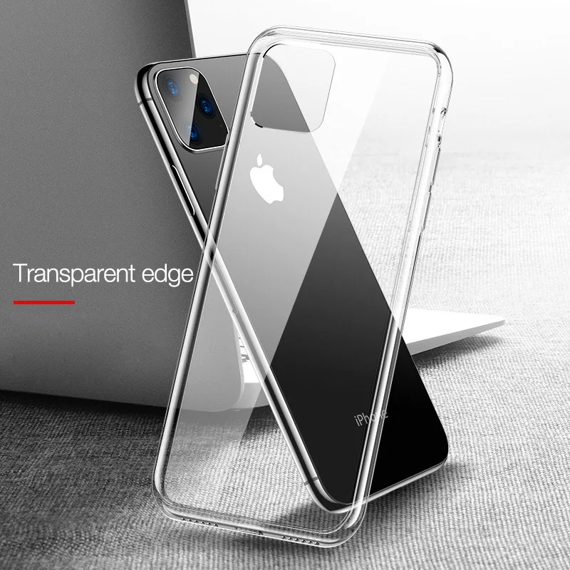 Cafele стеклянный чехол для телефона для iPhone 11 Pro Max, чехол из закаленного стекла для iPhone 11 Pro MAX, прозрачный тонкий Чехол - Цвет: Прозрачный