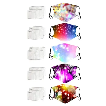 

1PC Christmas Adult Face Mask Safety macarillas funda mascarilla With 2PC Gaskets Washable Reusable Mouth Cover cubre bocas