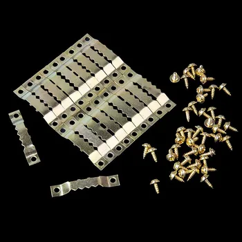 

20 Sets/Pack Golden Hanging Picture Oil Painting Mirror Frame Saw Tooth Hooks Hangers