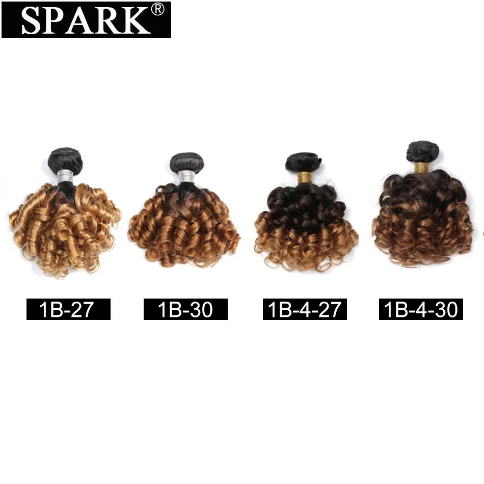 Spark Human Hair Extension Ombre Brazilian Loose Bouncy Curly Hair Bundles 3 Tone Ombre Remy Hair Weave Bundles Black Women L 6