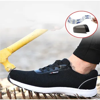 

Men Safety Work Shoes Steel Toe Lightweight Breathable Anti-smashing Non-slip Reflective Casual Sneaker Autumn Safety Shoes