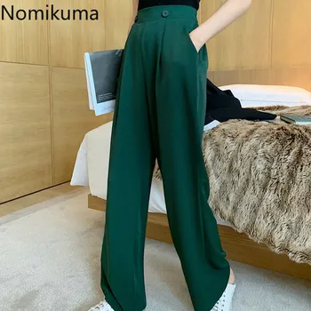 

Nomikuma Solid Color Wide Leg Pants Women High Waist Straight Loose Trousers Female 2020 New Korean Fashion Pantalones 3a480