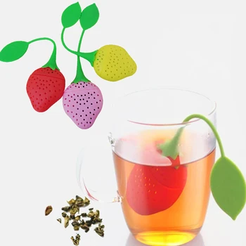 

1 PCS Tea Bag Teapot Accessory Kitchen Supplies Tea Strainer Non-toxic Strawberry Shape Silicone Tea Infuser