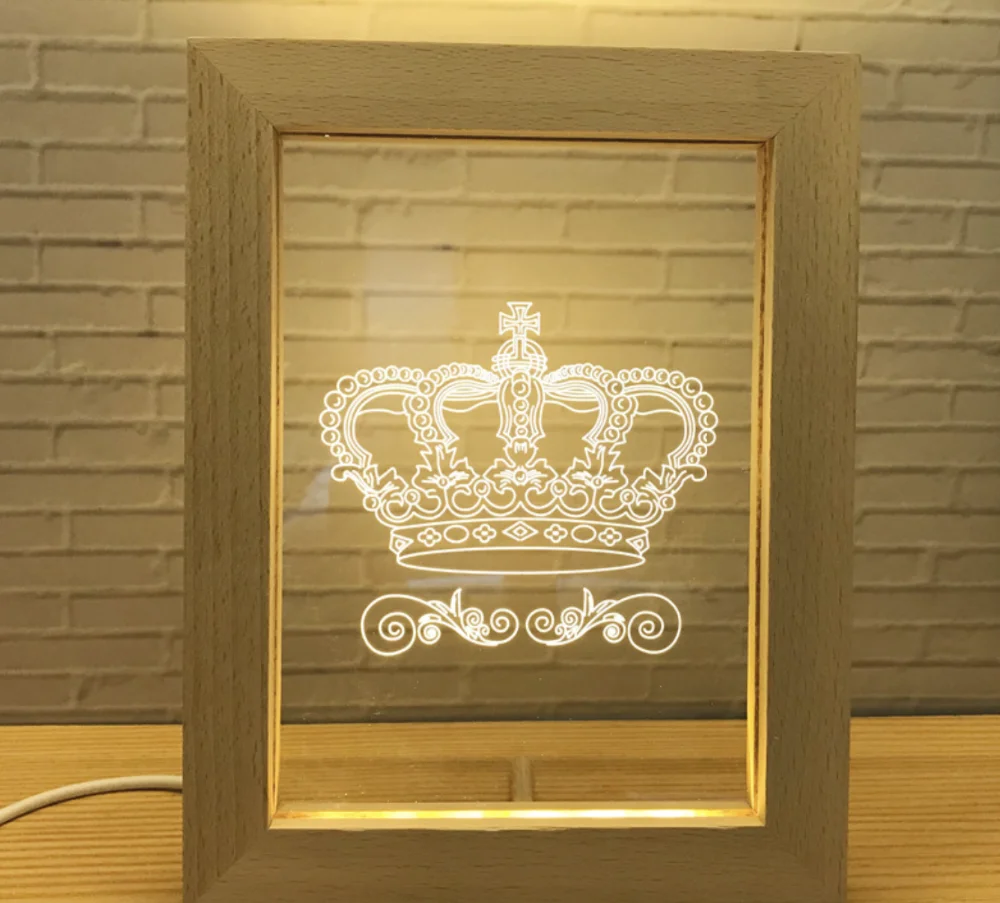 Camera Image Lamp 3D Visual Wooden Photo Frame Light 3W Warm Light Night Lamp USB Atmosphere Night Light Beech Or Oak Random