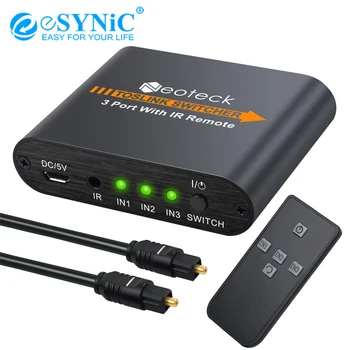 

eSYNiC SPDIF / Toslink Switcher 3x1 With Remote Control For LPCM2.0/DTS/AC3 Optical Digital Audio Switcher