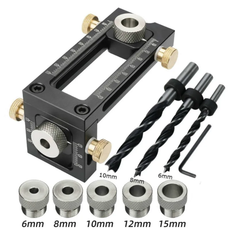 9.5mm Drill Guide Dowel Jig Set Woodworking Joinery Master W/ Drill Sleeve for Carpentry Drilling Pocket Hole Tool Kit