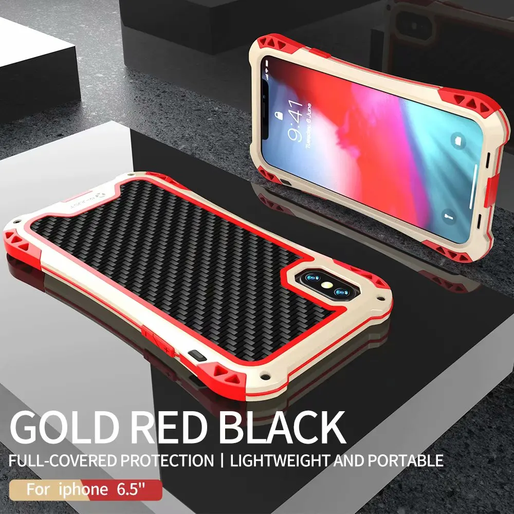 R-JUST AMIRA Открытый чехол для телефона для iphone Xs Max ТПУ углеродное волокно металлический бампер чехол прочный защитный чехол для iphone X XS XR