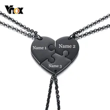 Vnox Персонализированная гравировка имя ожерелья лучших друзей дружба сердце навсегда Кулоны "любовь" набор(набор из 3