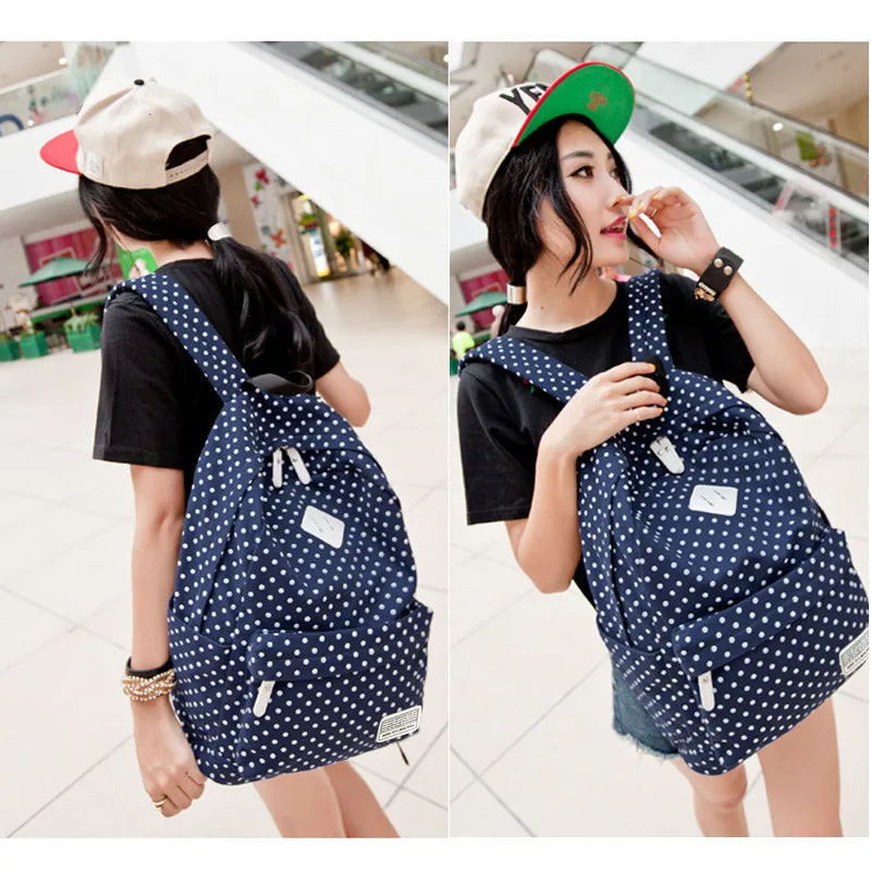 Женский холщовый рюкзак с принтом в горошек для девочек подростков|women backpack|women