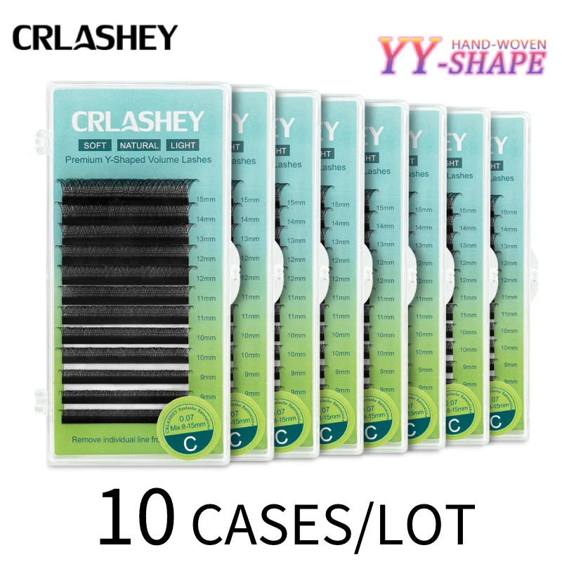 CRLASHEY YY Design Eye Lashes Extensions 10 cases/lot 12 Rows y shape Eyelashes Premium Mink Maquillaje Cilios | Красота и здоровье