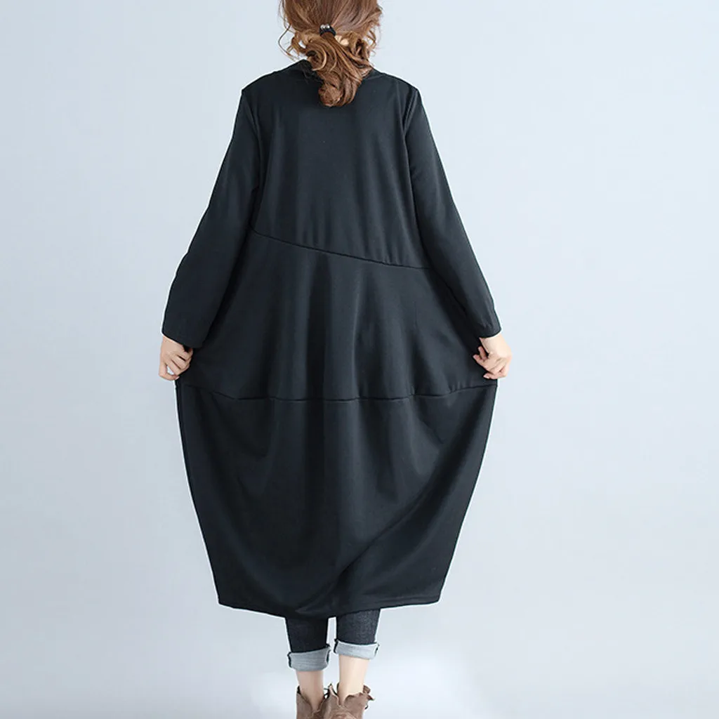 nuevos trajes модное женское длинное платье с длинным рукавом, водолазка, однотонное Плиссированное льняное свободное платье espalda cruzada para mujer