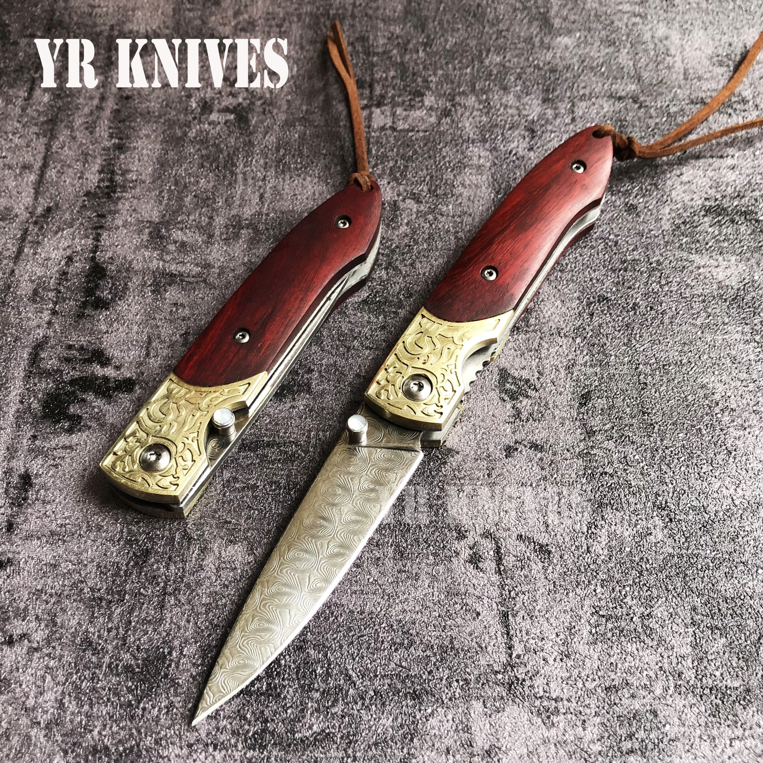 Цена по акции Дамаск EDC складываемый карманный нож охотничий кемпинг инструменты для выживания 59HRC нержавеющая сталь