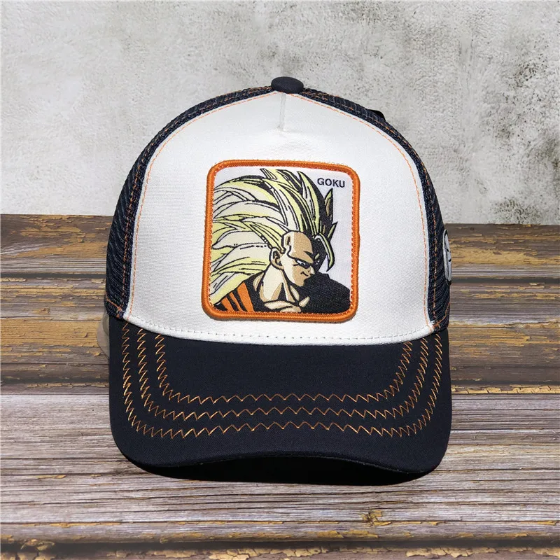 white GOKU casquette dragon ball бренд dragon ball Z FRIEZA Кепка Snapback Дальнобойщик папа шляпа мультфильм аниме ролевая Кепка Snapback хип-хоп кепка s - Цвет: white GOKU
