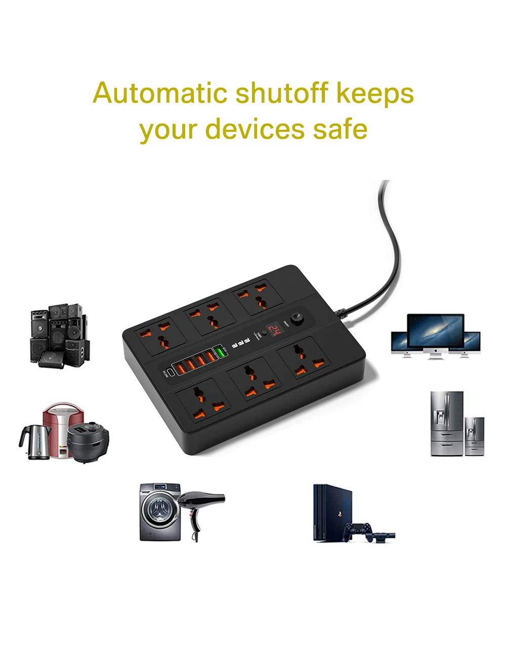 20w pd qc3.0 tomadas de carga rápida ue eua plug 2m exten soquete