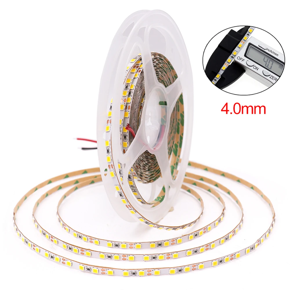 12V LED Strip 4mm Narrow Width 2835 120LEDs/m Flexible Tape LED Rope Ribbon Light Warm 3000K/White 6000K/Natural White 4000K 5m