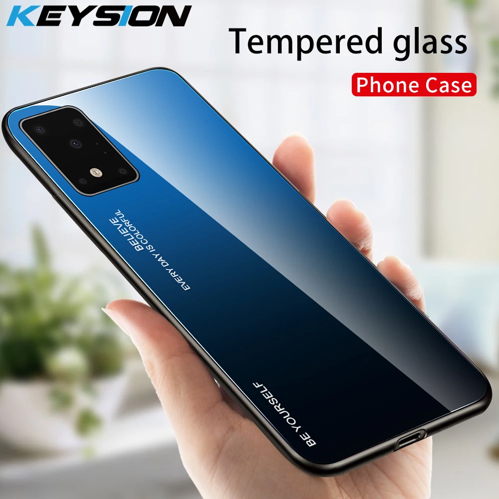 

KEYSION Gradient Glass Case for Samsung Galaxy S11 Plus S10+ S9 Note 10 Phone Cover for Samsung A70S A50S A70 A50 A30 20 10 M30S