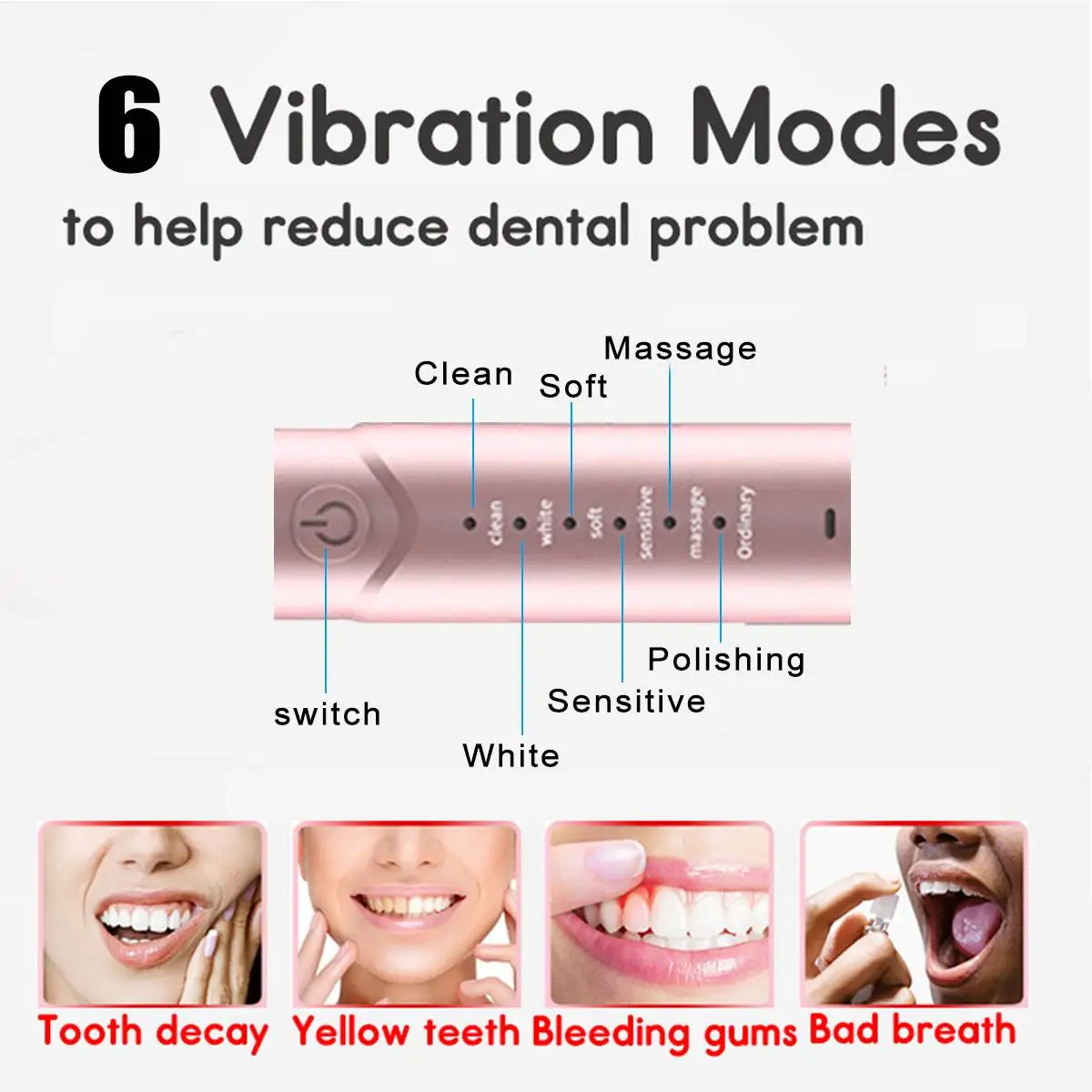 Sonic Electric Toothbrush with 4 Brush Heads Powerful Ultrasonic Automatic Tooth Brush USB Waterproof Whitening Teeth Sonic Electric Toothbrush with 4 Brush Heads Powerful Ultrasonic Automatic Tooth Brush USB Waterproof Whitening Teeth