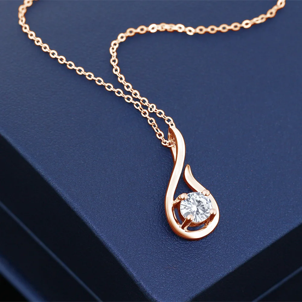 Charles& Colvard, 0,50 карат, создан Муассанит, хорошее ювелирное изделие, 18 K, Розовая позолота, серебро, драгоценный камень, кулон, ожерелье для женщин