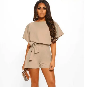 

Women Jumpsuit Summer Rompers Short Sleeve Strappy Onesies Casual Short Jumpsuit