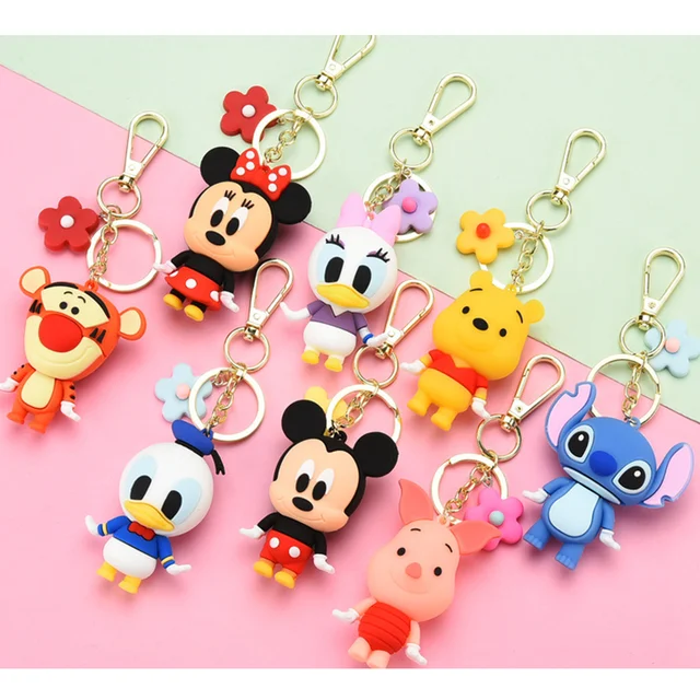 Neue Anime Disney Mickey Minnie Keychai Figur Spielzeug Donald Duck Stich  Keychain Auto Paar Tasche Keychain chrismas Geschenk Spielzeug - AliExpress