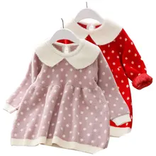 Платье для маленьких девочек; Детские платья принцессы для девочек; вязаные свадебные вечерние платья-пачки с длинными рукавами; одежда для маленьких девочек