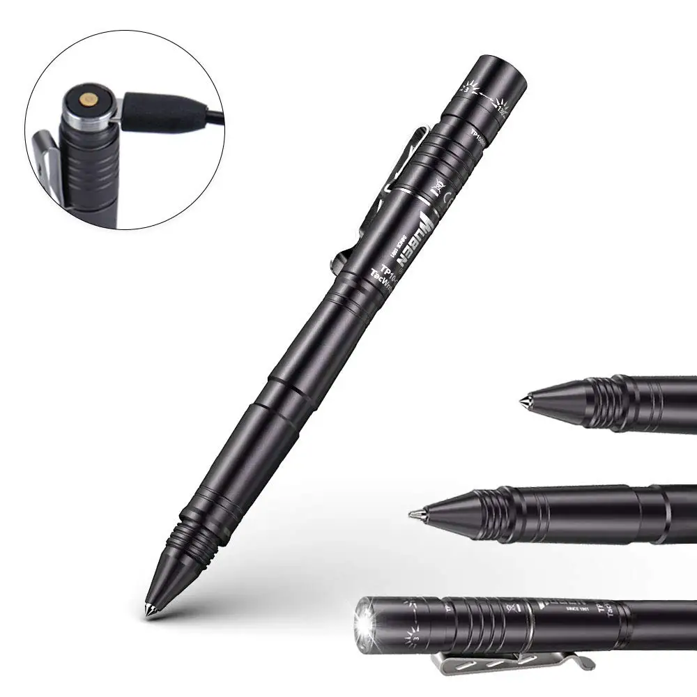 Wuben LED Pen Light Flashlight Self-Defense Tactical Penlight USB Rechargeable Waterproof Light Window Breaker Ballpoint