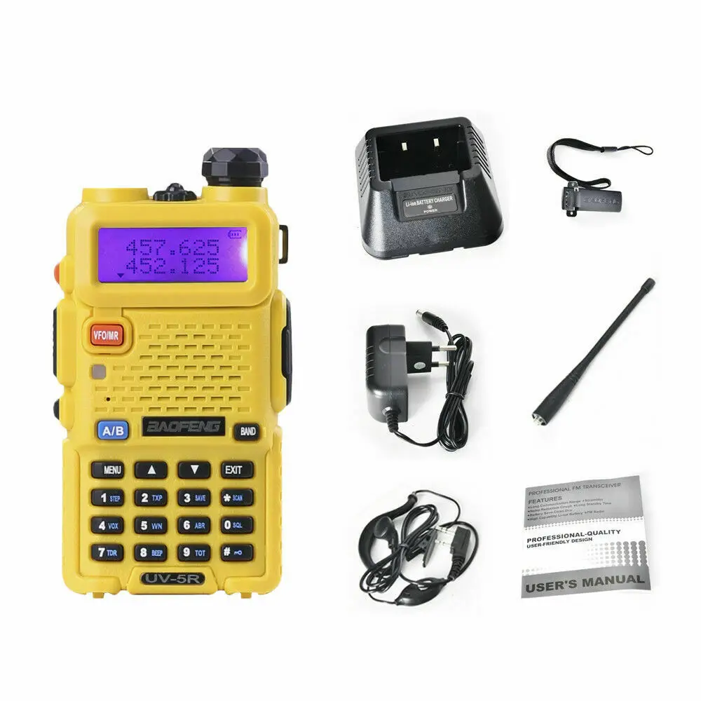 Yellow Baofeng рация UV-5R двухдиапазонный УКВ аналоговый портативный Профессиональный двухсторонний радио FM Transeiver - Цвет: Yellow
