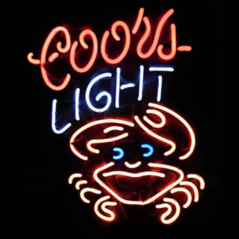 Неоновая вывеска краб Coors Настоящая стеклянная трубка ручной работы пивной бар