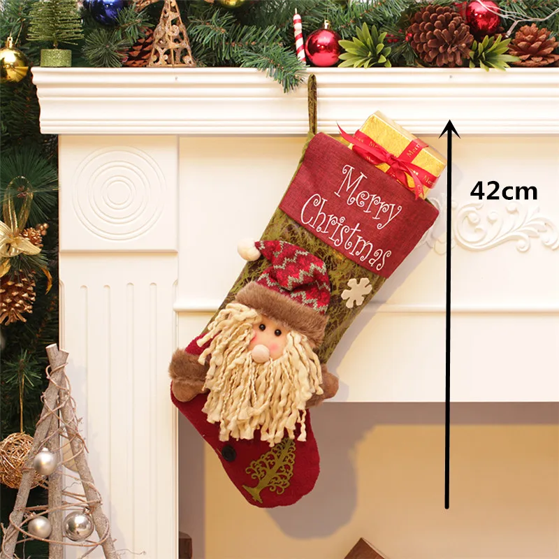 Santa Claus SDZS085 Большие рождественские чулки; Подарочная сумка для детей; рождественские сапоги; Санта-Клаус; снеговик; рождественские подарочные держатели; рождественские мешки с Санта-Клаусом - Цвет: Santa Claus SDZS085