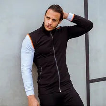 Спортивная Фитнес-рубашка на молнии мужская с длинным рукавом классная толстовка с капюшоном для улицы облегающий Повседневный Кардиган-пальто