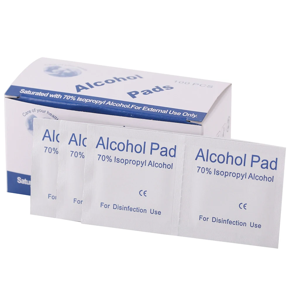 100Pcs/Box Alcohol Wet Wipe Disposable Prep Swap Pad Antiseptic Skin Cleaning Makeup Pad alcohol cleaning wipes