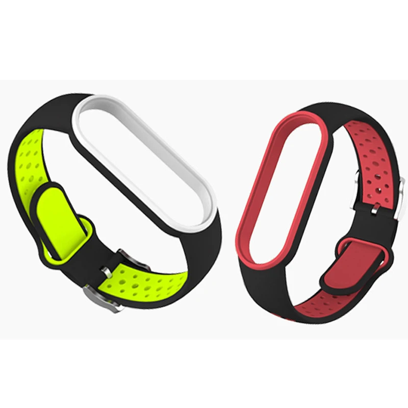 Belt For Xiaomi Mi Band 5 6 Two-color Silicone Bracelet Sport Breathable Strap For Miband 5 Miband6 Replacement Wristband