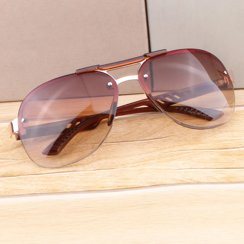 Classic gradient lens semi rimless polarized sunglasses men women luxury driving pilot fashion rimless sun glasses female male eyewear UV400 polarized sunglasses semi rimless sunglasses
