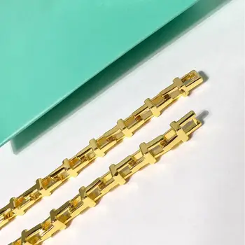 

Fashion Luxury Geometry Pendant Necklace For Women Rose Gold Silver Color Chain Designer Jewelry High Quality Mix Style 45CM