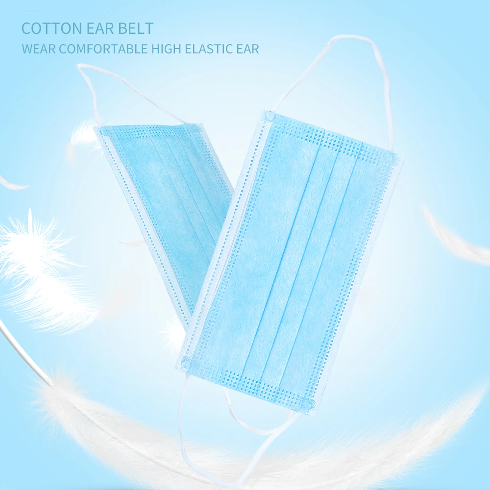 

100Pcs Hot Sale Fabric Nonwovens Health Care Protection Breathable Masks Disposable Earloop Dustproof Mouth Mask Respirator